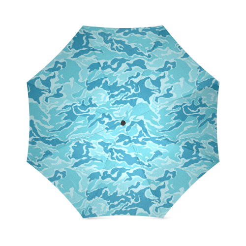 Camo Blue Camouflage Pattern Print Foldable Umbrella (Model U01)