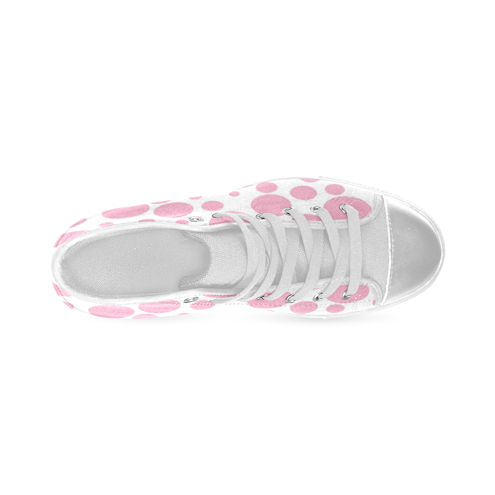 Pink Polka Dot Women's Classic High Top Canvas Shoes (Model 017)