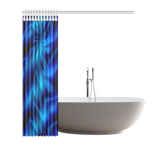 Blue Shiny Swirl Shower Curtain 72"x72"
