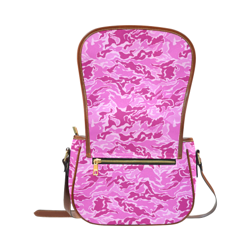 Camo Pink Camouflage Pattern Print Saddle Bag/Large (Model 1649)