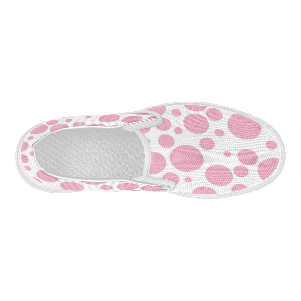 Pink Polka Dot Women's Slip-on Canvas Shoes (Model 019)