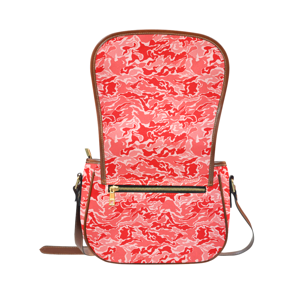 Camo Red Camouflage Pattern Print Saddle Bag/Small (Model 1649) Full Customization