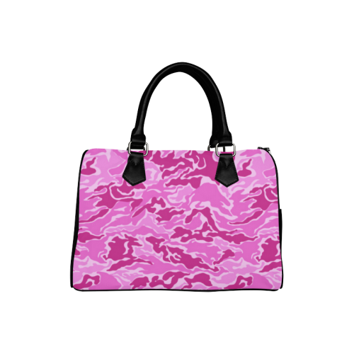 Camo Pink Camouflage Pattern Print Boston Handbag (Model 1621)