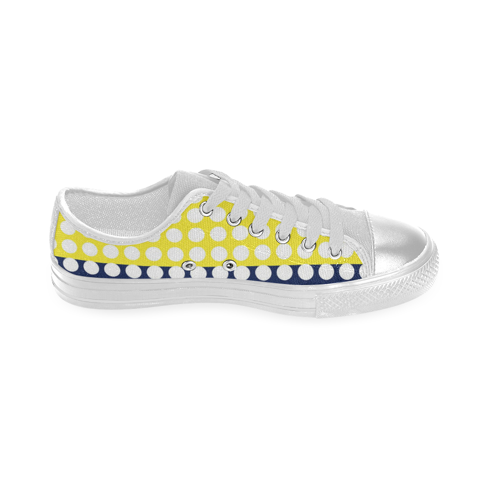 blue and yellow with white dots Women's Classic Canvas Shoes (Model 018)