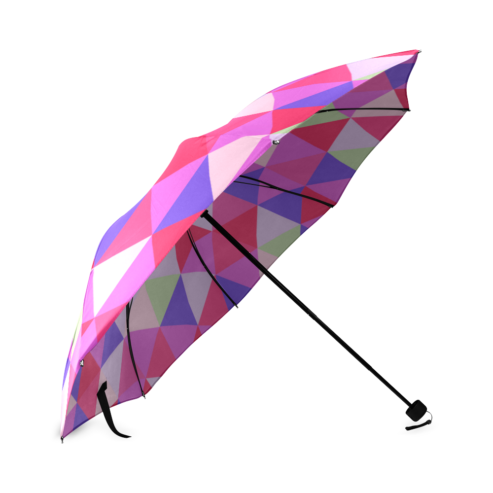 Geometric Pink Triangle Pattern Foldable Umbrella (Model U01)