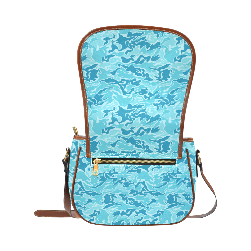 Camo Blue Camouflage Pattern Print Saddle Bag/Large (Model 1649)