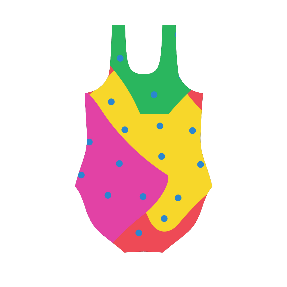 Yellow Red Green Vest One Piece Swimsuit (Model S04)