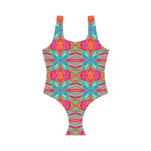 Abstract Colorful Ornament CA Vest One Piece Swimsuit (Model S04)