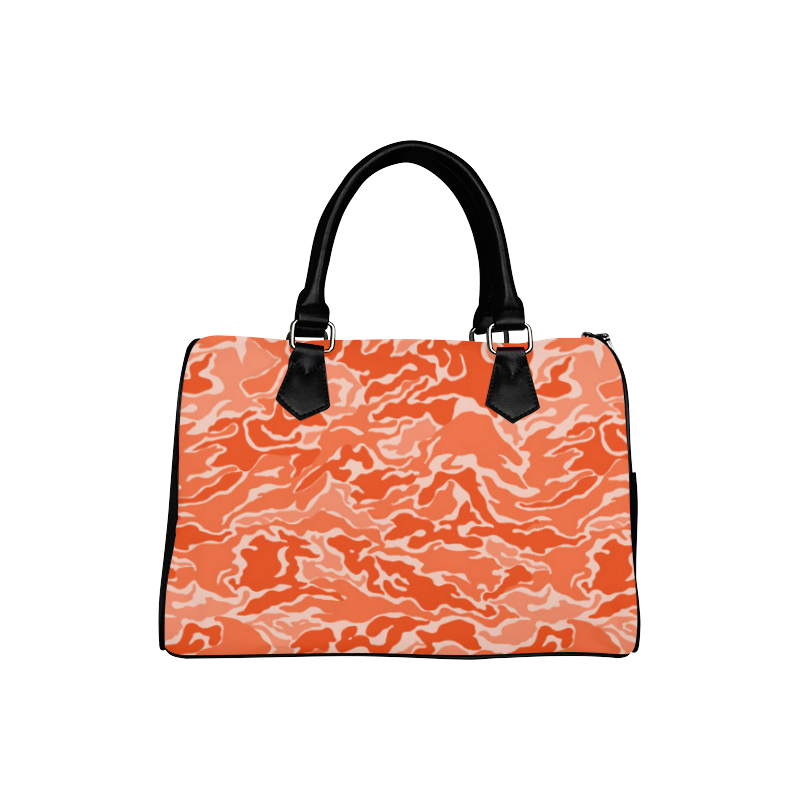 Camo Orange Camouflage Pattern Print Boston Handbag (Model 1621)