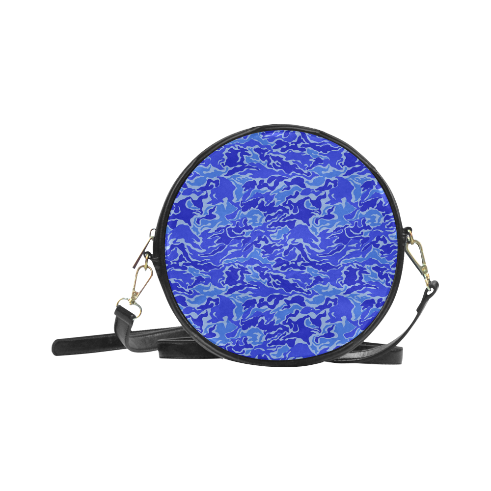 Camo Blue Camouflage Pattern Print Round Sling Bag (Model 1647)