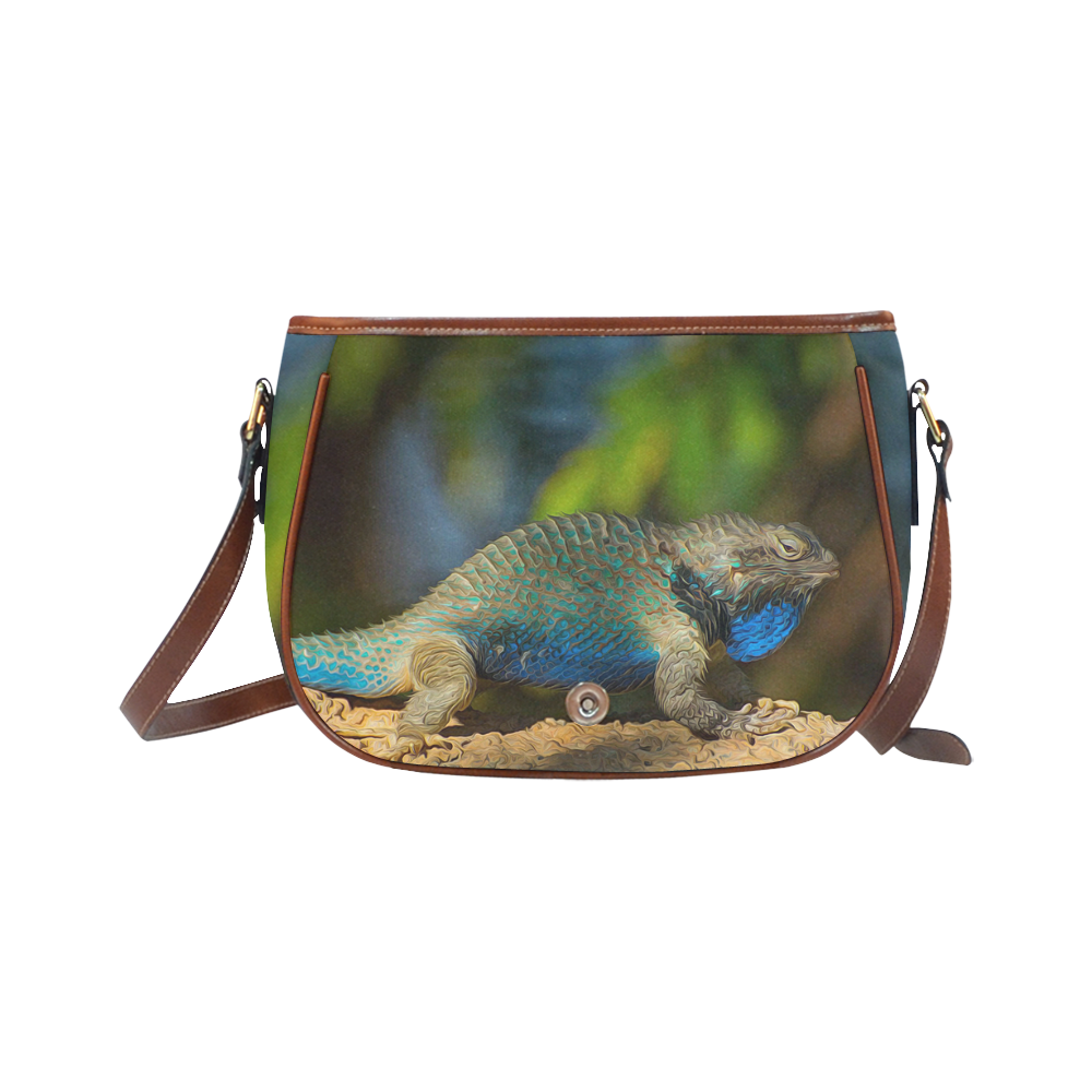 Colorful Lizard Saddle Bag/Small (Model 1649) Full Customization