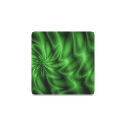 Green Shiny Swirl Square Coaster