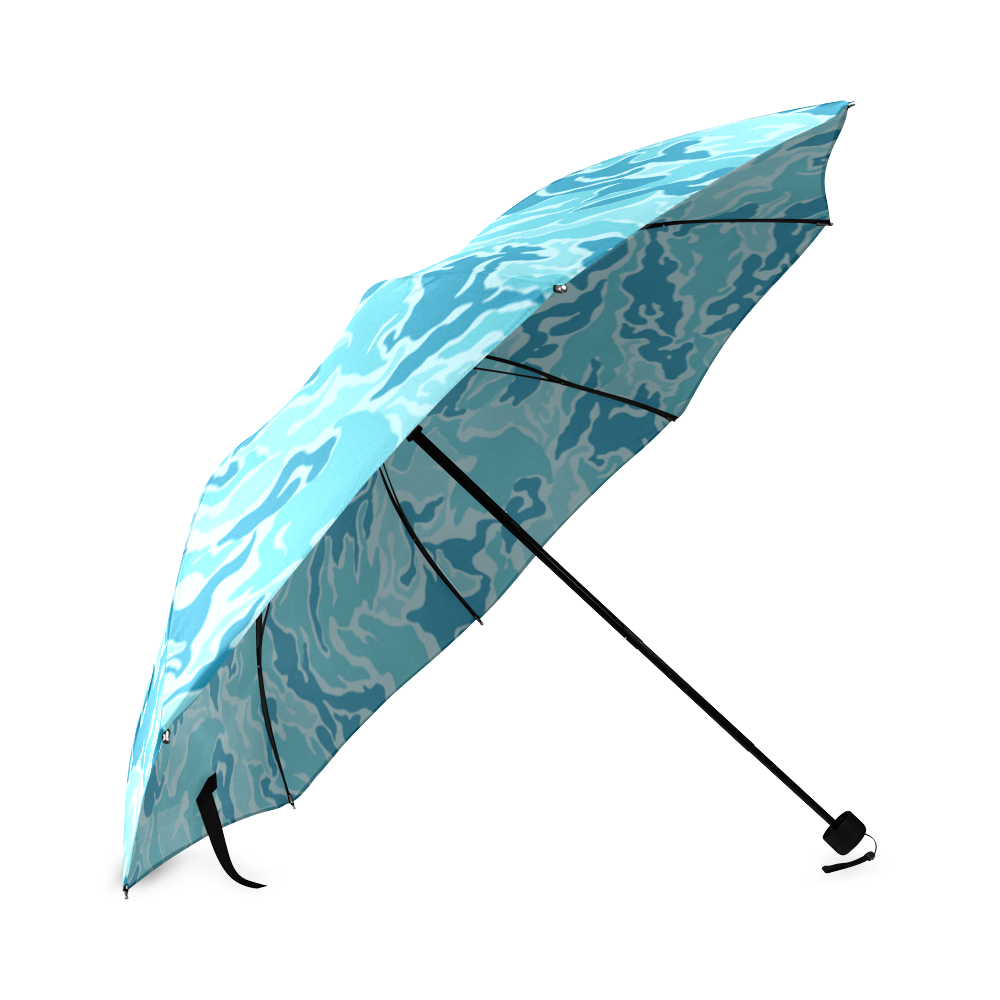 Camo Blue Camouflage Pattern Print Foldable Umbrella (Model U01)