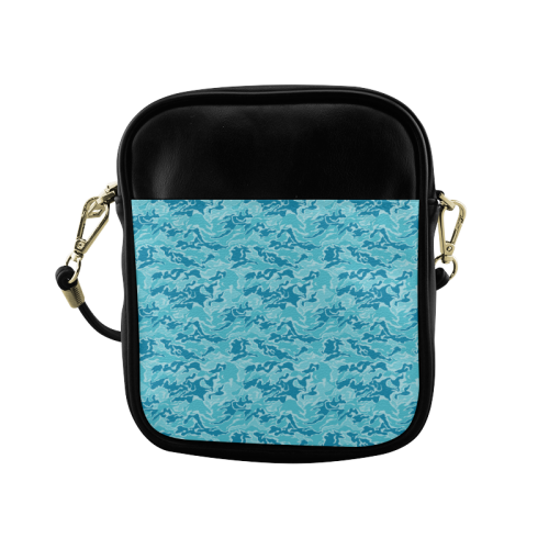Camo Blue Camouflage Pattern Print Sling Bag (Model 1627)