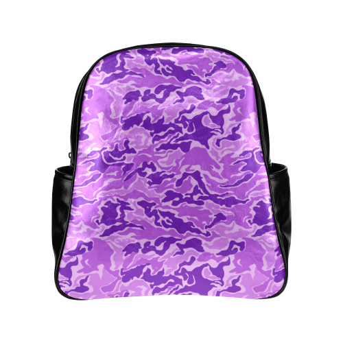 Camo Purple Camouflage Pattern Print Multi-Pockets Backpack (Model 1636)