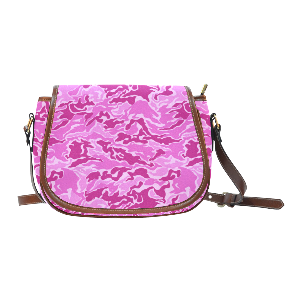 Camo Pink Camouflage Pattern Print Saddle Bag/Large (Model 1649)
