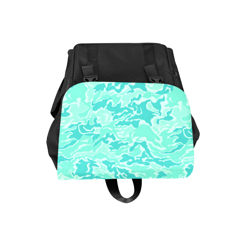Camo Turquoise Camouflage Pattern Print Casual Shoulders Backpack (Model 1623)