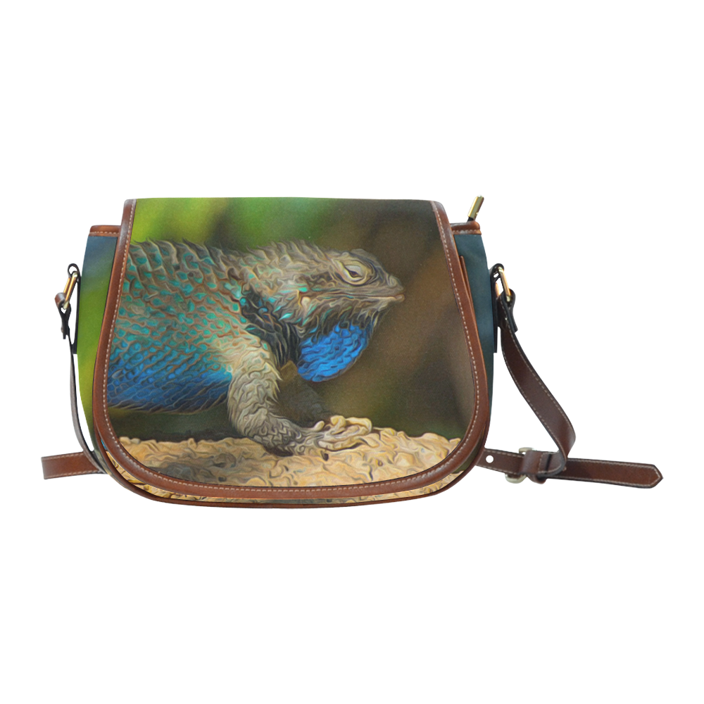 Colorful Lizard Saddle Bag/Small (Model 1649) Full Customization