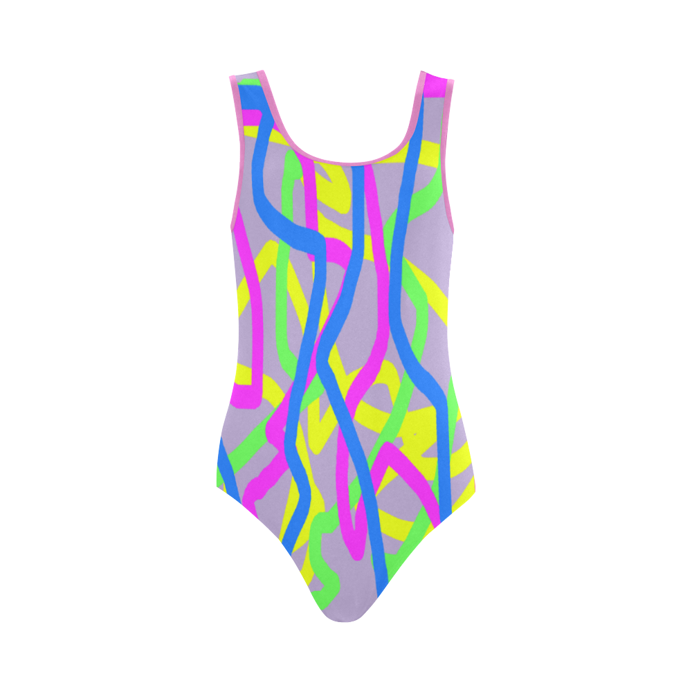 Pop Art Н Vest One Piece Swimsuit (Model S04)