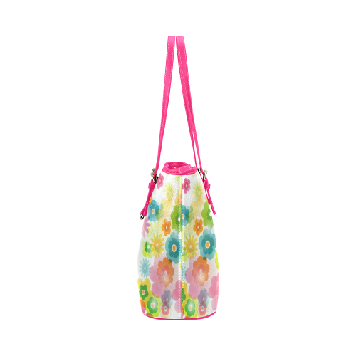 Flowers In A Dream Leather Tote Bag/Small (Model 1651)