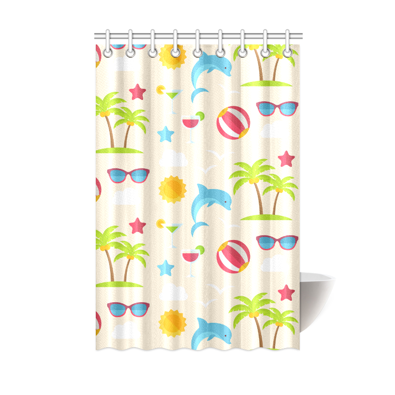 Dolphin Summer Pattern Shower Curtain 48"x72"