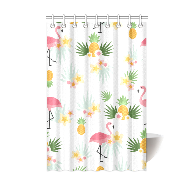 Flamingos and Pineapple Pattern Shower Curtain 48"x72"