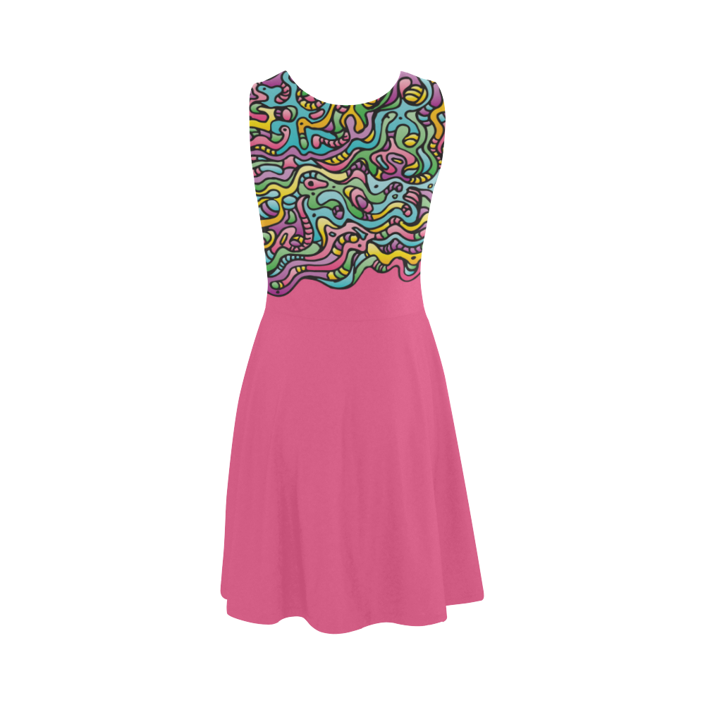 Colorful Tidal Pool, abstract animals, pink Atalanta Sundress (Model D04)