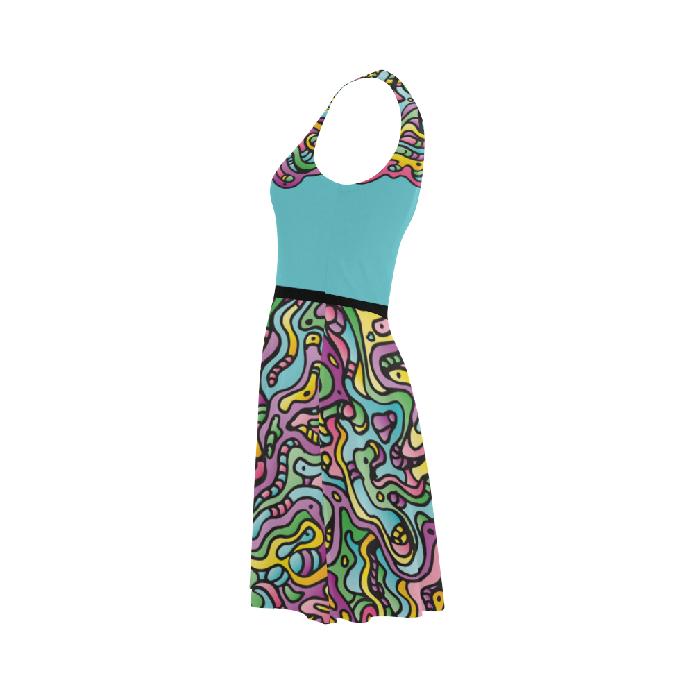 Colorful Tidal Pool, abstract animals, blue Atalanta Sundress (Model D04)