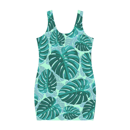 Tropical Leaf Monstera Plant Pattern Medea Vest Dress (Model D06)