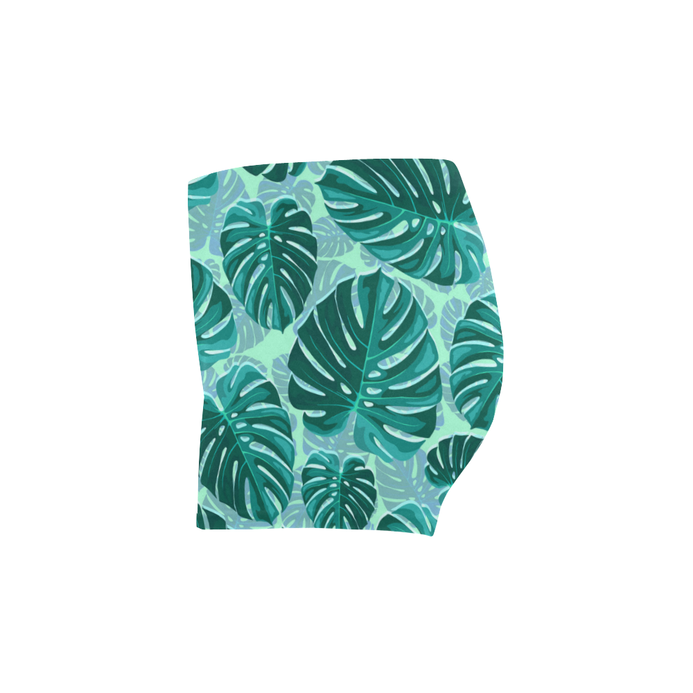 Tropical Leaf Monstera Plant Pattern Briseis Skinny Shorts (Model L04)
