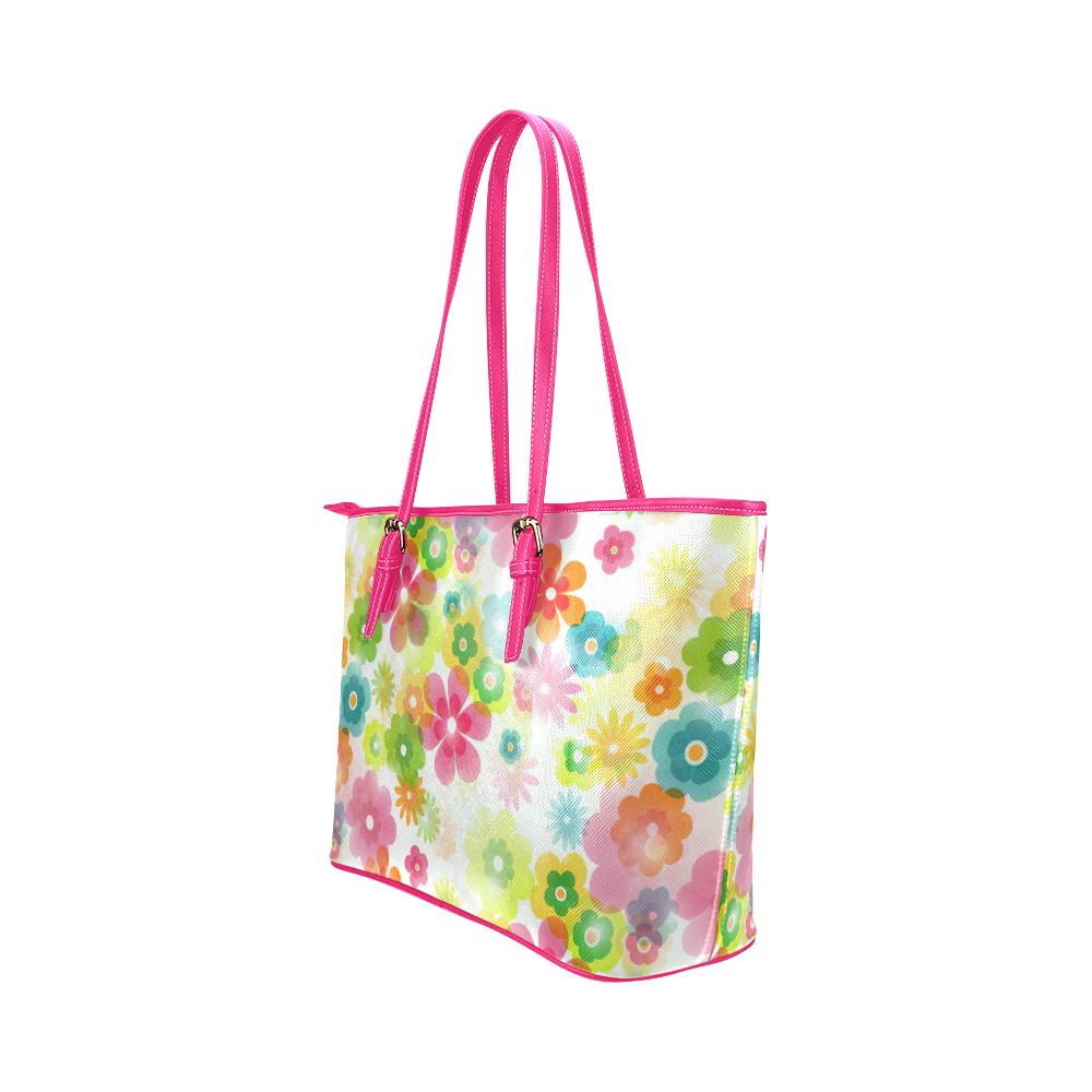 Flowers In A Dream Leather Tote Bag/Small (Model 1651)