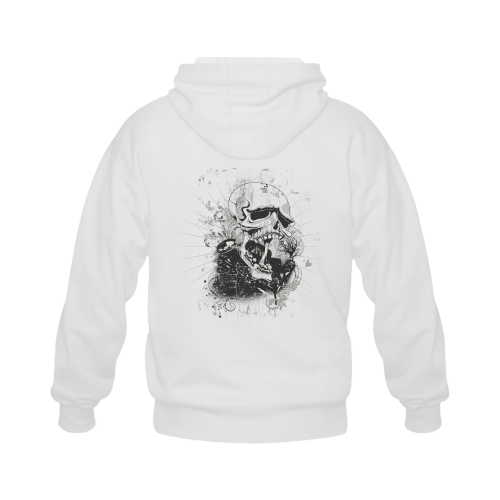 Dark Gothic Skull Gildan Full Zip Hooded Sweatshirt (Model H02)