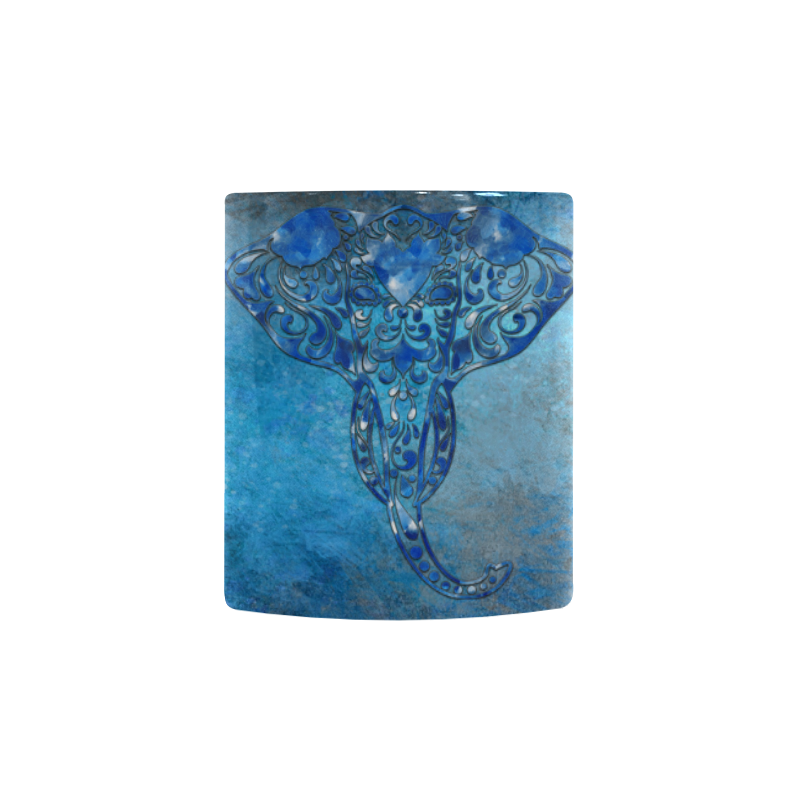 A blue watercolor elephant portrait in denim look Custom Morphing Mug