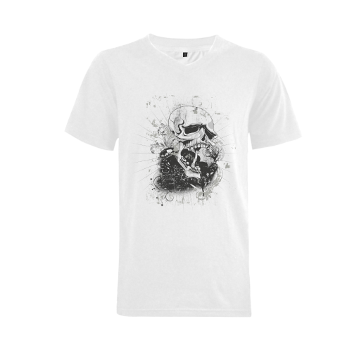 Dark Gothic Skull Men's V-Neck T-shirt  Big Size(USA Size) (Model T10)