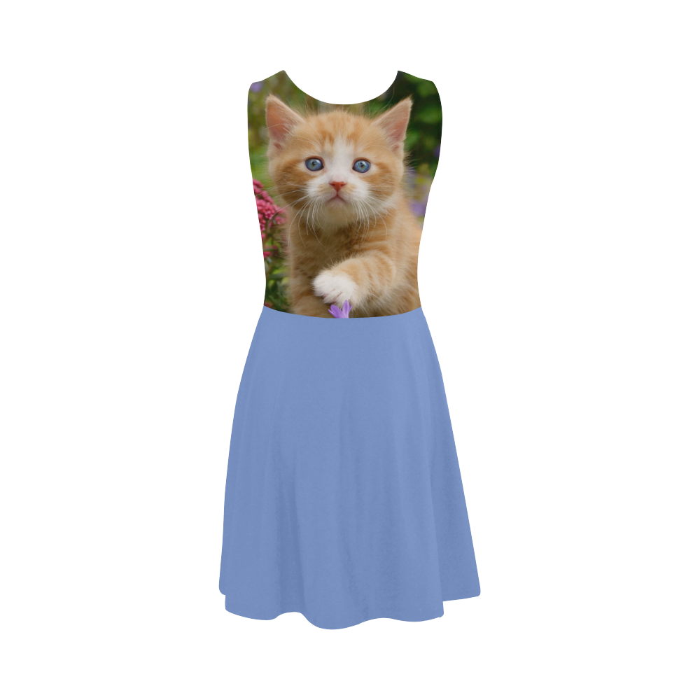 Cute Ginger Kitten Funny Baby Pet Animal in a Garden Photo for Cat Lovers Atalanta Sundress (Model D04)