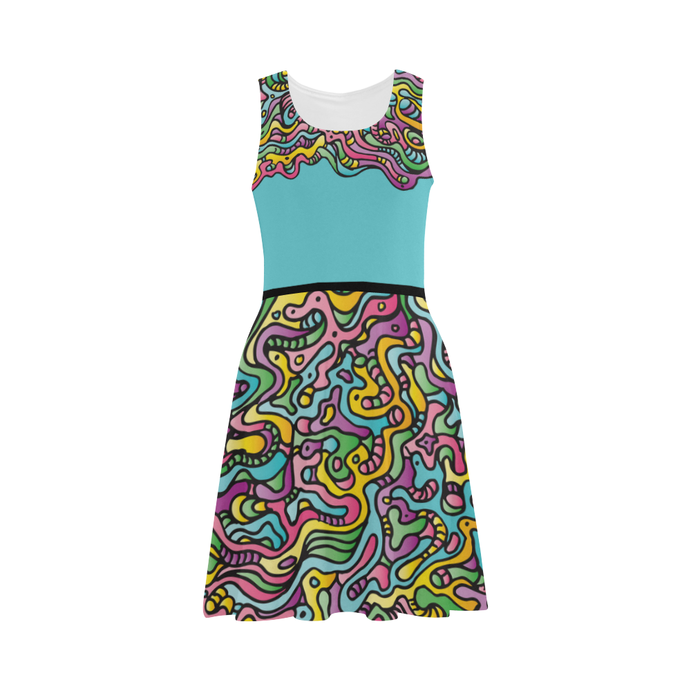 Colorful Tidal Pool, abstract animals, blue Atalanta Sundress (Model D04)