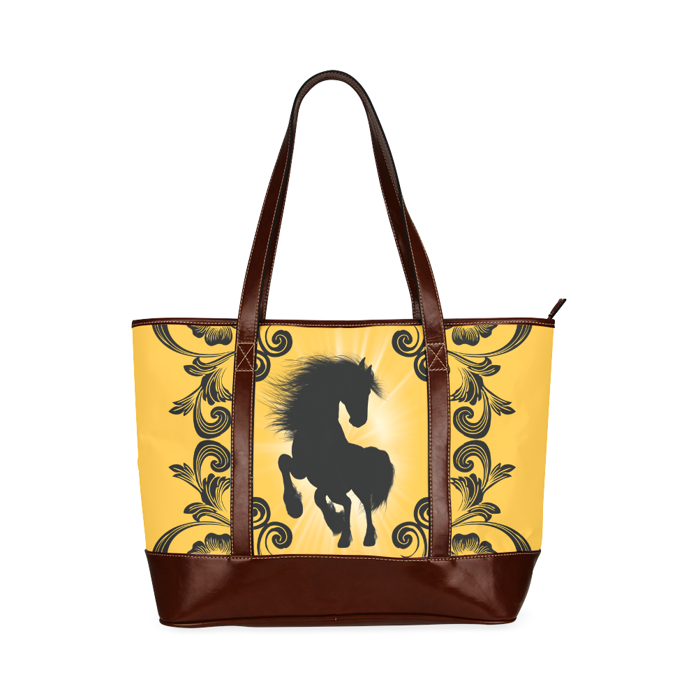 Black horse silhouette Tote Handbag (Model 1642)