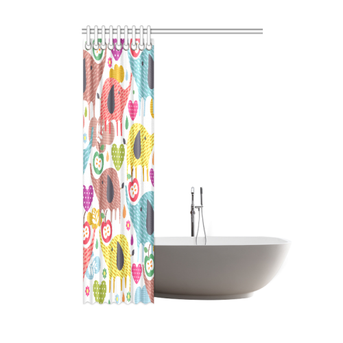 Colorful Cute Elephants Pattern Background Shower Curtain 48"x72"