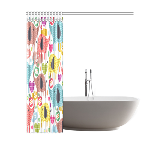 Colorful Cute Elephants Pattern Background Shower Curtain 60"x72"