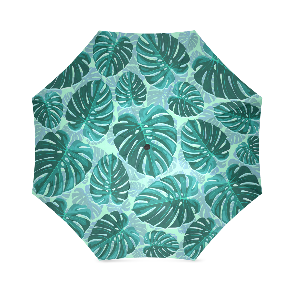 Tropical Leaf Monstera Plant Pattern Foldable Umbrella (Model U01)