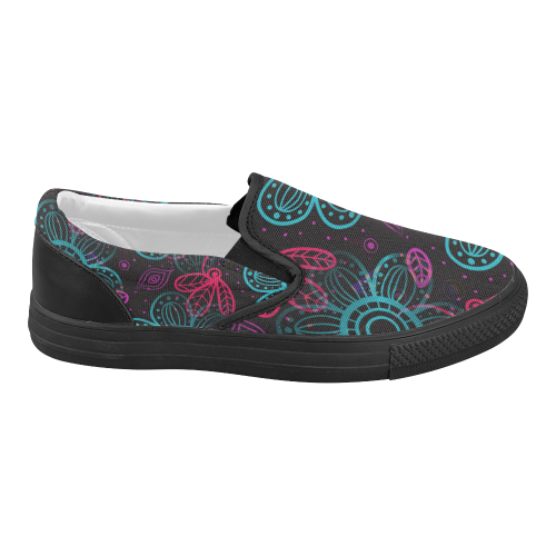Pop Floral Pattern Women's Slip-on Canvas Shoes (Model 019)