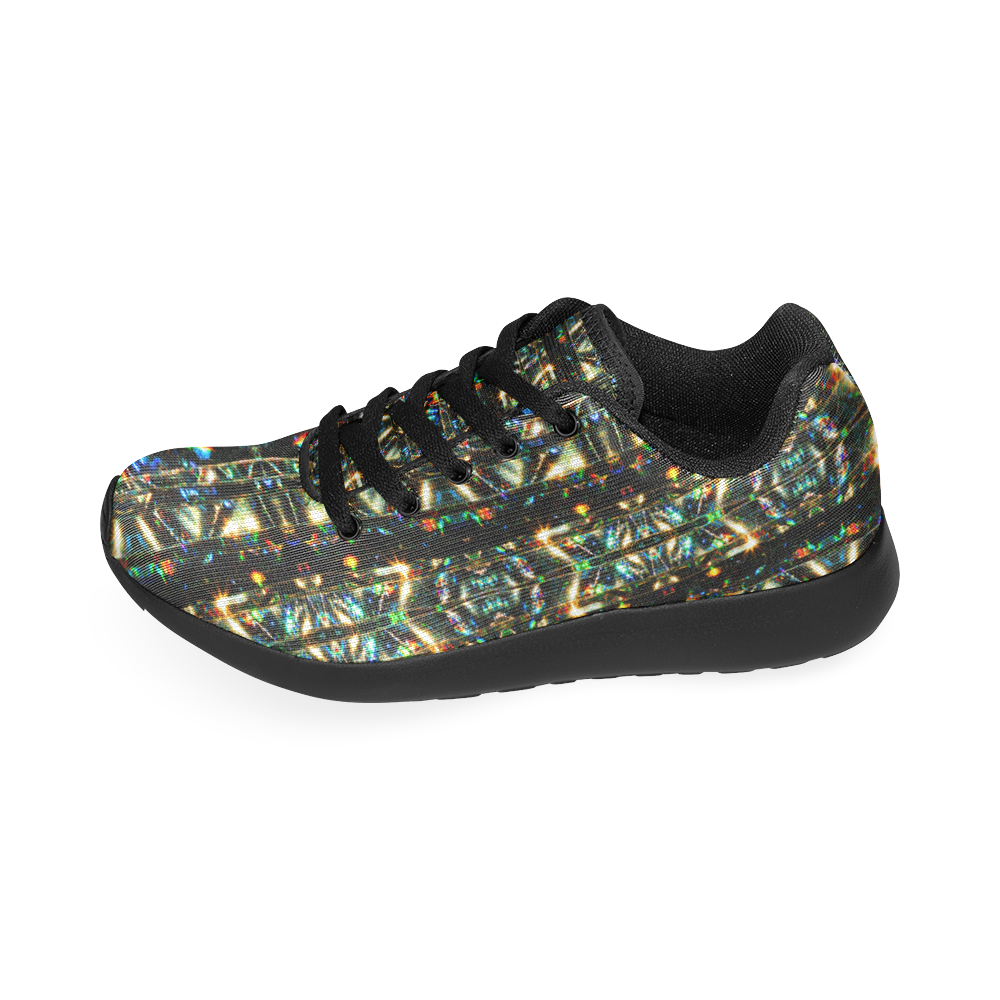 Glitzy Sparkly Mystic Festive Black Glitter Ornament Pattern Men’s Running Shoes (Model 020)