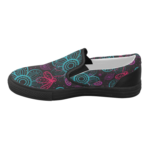 Pop Floral Pattern Women's Slip-on Canvas Shoes (Model 019)