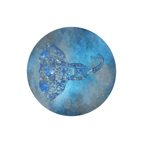 A blue watercolor elephant portrait in denim look Round Mousepad