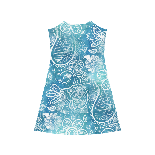 Blue Floral Doodle Dreams Alcestis Slip Dress (Model D05)