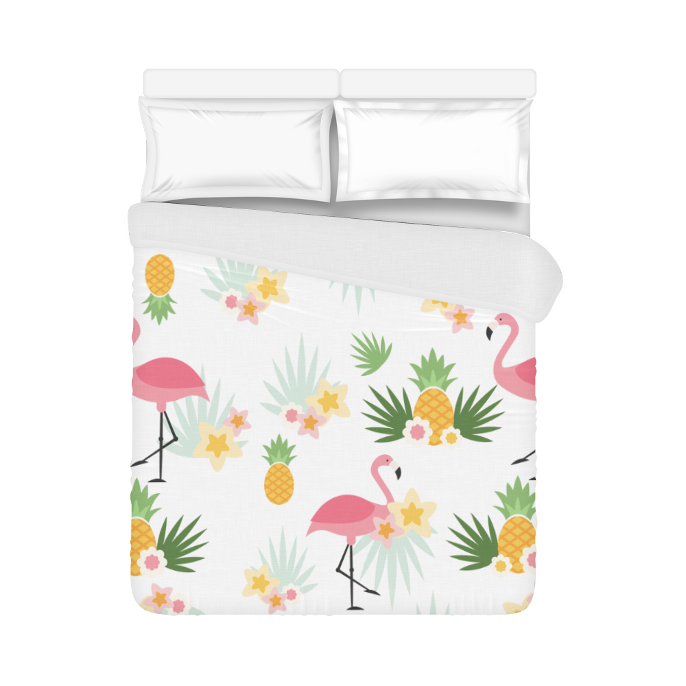 Flamingos and Pineapple Pattern Duvet Cover 86"x70" ( All-over-print)