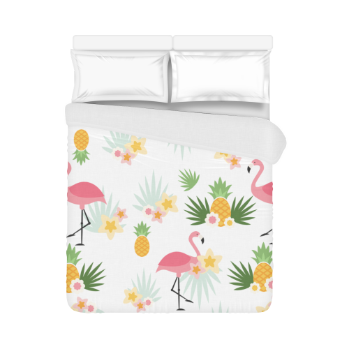 Flamingos and Pineapple Pattern Duvet Cover 86"x70" ( All-over-print)