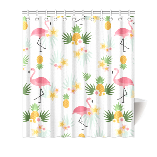 Flamingos and Pineapple Pattern Shower Curtain 66"x72"