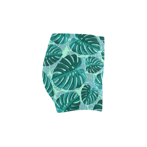 Tropical Leaf Monstera Plant Pattern Briseis Skinny Shorts (Model L04)