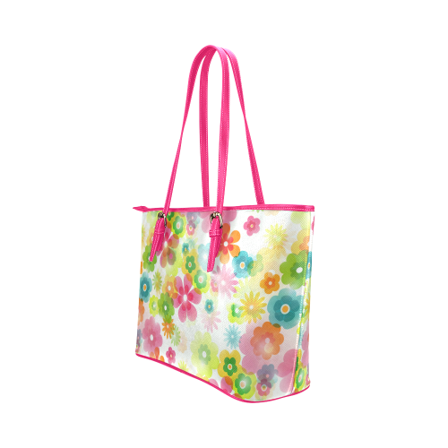 Flowers In A Dream Leather Tote Bag/Large (Model 1651)